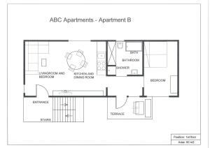 Načrt razporeditve prostorov v nastanitvi ABC apartments