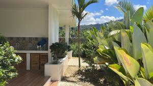 un patio de una casa con un montón de plantas en ROYAL SUITES - PORT BARTON en San Vicente