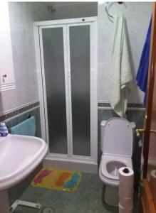 a bathroom with a toilet and a sink at Buenos Aires apartamento in Guadix
