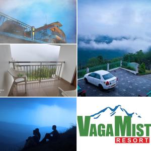 a collage of photos with a car parked in a parking lot at Vaga Mist Resort Vagamon in Idukki