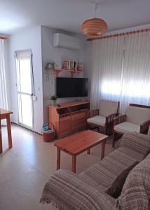克莉絲蒂娜島的住宿－Piso Isla Cristina Punta del Caimán，带沙发和电视的客厅