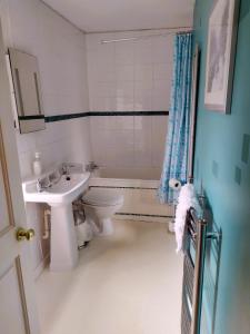 a bathroom with a toilet and a sink and a tub at Black Dog House in Bishop Auckland