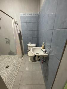 a bathroom with a toilet and a sink at Hostal Familiar in Granada