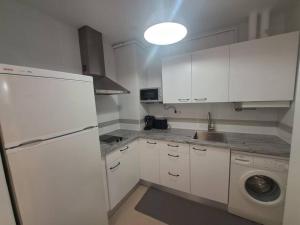 ログローニョにあるRincón de San Blasの白いキャビネットとシンクと食器洗い機を備えたキッチン