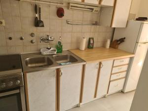 a small kitchen with a sink and a refrigerator at Apartman u Velikoj Gorici Željko in Velika Gorica