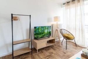 Televízia a/alebo spoločenská miestnosť v ubytovaní Grand studio l Parking privé l Centre ville