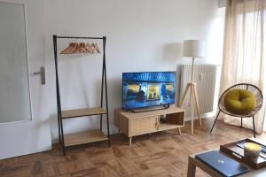 Televízia a/alebo spoločenská miestnosť v ubytovaní Grand studio l Parking privé l Centre ville