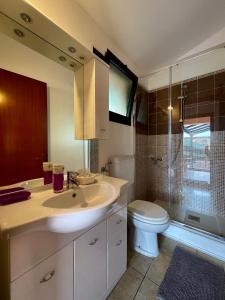 オッスッチョにあるB&B Garzolaのバスルーム(洗面台、トイレ、シャワー付)