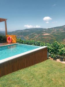 a swimming pool on the side of a house at DOURO BROTHERS in Resende