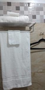 two towels on a towel rack in a bathroom at Donadel Hometel in Iloilo City
