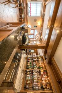 an overhead view of a food counter in a restaurant at Hotel Alle Piramidi in Segonzano