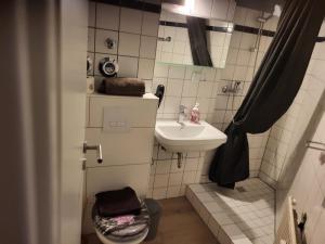 Koupelna v ubytování Kappeln Zentrum Möwennest + 15 fotografií