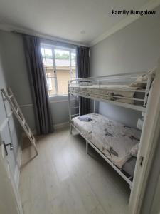 Cette chambre comprend 2 lits superposés et une fenêtre. dans l'établissement Milkwood Country House, à Port Elizabeth
