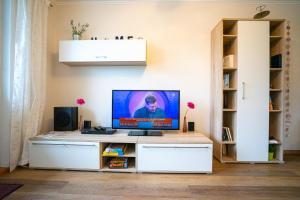 TV a/nebo společenská místnost v ubytování Haus Nordseetraum Wohnung 5