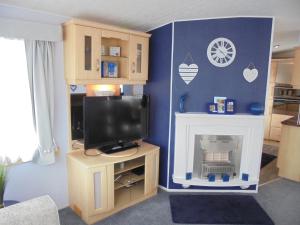 a living room with a tv and a fireplace at The Chase Topaz Super 4 Berth panel heated Wrap around veranda in Ingoldmells