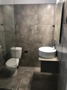 a bathroom with a toilet and a sink at Kydonia apartments in Plataniás