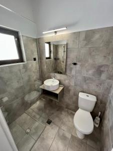 a bathroom with a toilet and a sink at Kydonia apartments in Plataniás