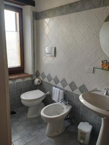 y baño con aseo y lavamanos. en Agriturismo San Rocco Verucchio, en Verucchio