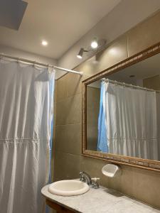 a bathroom with a sink and a mirror at Apart Bosch House in Vicente López