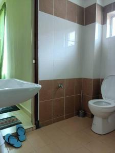 La salle de bains est pourvue d'un lavabo et de toilettes. dans l'établissement Inapan Masdar - Mumtaz, à Changlun