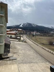 a view of a snowy mountain from a building at Villa Deluxe Premium Apartment 308 in Bakuriani