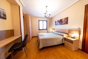a hotel room with a bed and a chair at CASA RURAL BARAZAR in San Sebastián