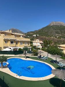 En generel udsigt til bjerge eller udsigt til bjerge taget fra feriehuset