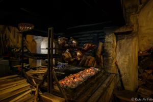 a kitchen with a stove with food in it at Penzion Hrad in Frýdek-Místek