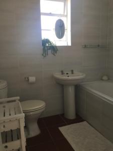 a bathroom with a sink and a toilet and a bath tub at 43 on Ophir in Cape Town