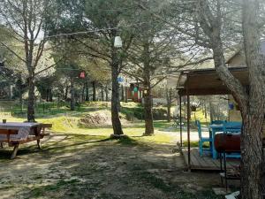 una mesa de picnic y una tienda en un parque en Kozalak Bungalov Kozak Yaylası, en Çamoba