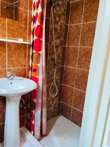 y baño con lavabo y ducha. en Nouvelle Orange Willemstad, en Willemstad