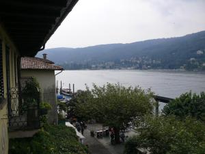 a view of a body of water from a building at Appartamento Olga in Stresa