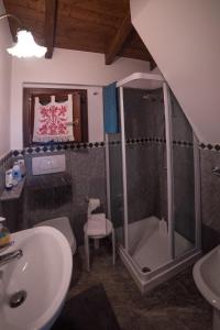 a bathroom with a shower and a sink at Villa Gia in Stresa