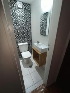 a small bathroom with a toilet and a sink at Departamento en peatonal Mendoza in Mendoza