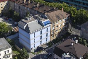 an overhead view of a building in a city at Felicity Garni Hotel in Bratislava