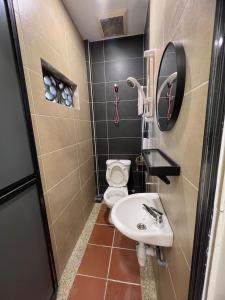 a small bathroom with a toilet and a sink at New! 1min to JonkerStreet Melaka loft 4BR 11 PAX in Melaka