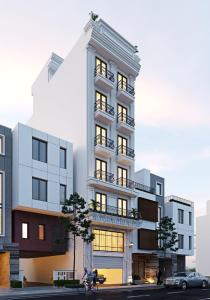 una representación arquitectónica de un edificio con un poste en Sea Balcony Hotel, en Cat Ba