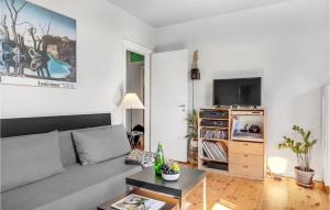 a living room with a couch and a tv at 1 Bedroom Amazing Apartment In Kbenhavn Sv in Copenhagen