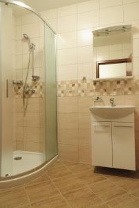 Koupelna v ubytování Apartmány Řezáč