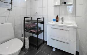ein weißes Bad mit einem Waschbecken und einem WC in der Unterkunft Pet Friendly Home In Ugglarp With Wifi in Ugglarp
