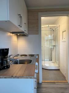 Kuchyň nebo kuchyňský kout v ubytování Kabelvåg Feriehus & Camping + 37 fotografií