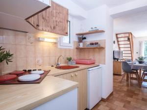 Appartement Saint-Lary-Soulan, 3 pièces, 6 personnes - FR-1-296-222にあるキッチンまたは簡易キッチン