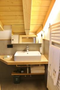 - une salle de bains avec lavabo dans une petite maison dans l'établissement Hotel Galli's - Centro, à Livigno