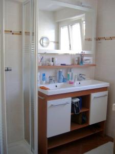 安德馬特的住宿－Ferienwohnung Schaap-Müller，一间带水槽和淋浴的浴室