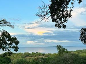 a view of the ocean from a hill with trees at WINGS HOTELS in Nosy Be