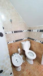 a bathroom with a toilet and a sink at Acacias in Mar de Ajó