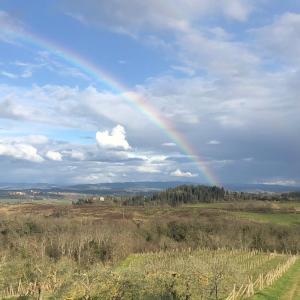 a rainbow in the sky over a field at Podere La Quercia in San Gimignano