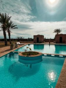 una piscina in mezzo al deserto con palme di Villa d'Orient a Marrakech