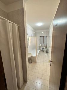 a bathroom with a shower and a toilet and a sink at Dreaming Borgo Roma Apartment in Verona