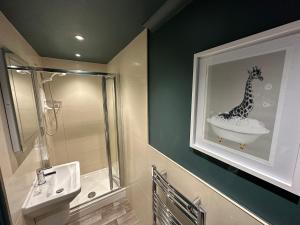 a bathroom with a giraffe in a bath tub at 1869 - Room Only Boutique Townhouse in Ambleside
